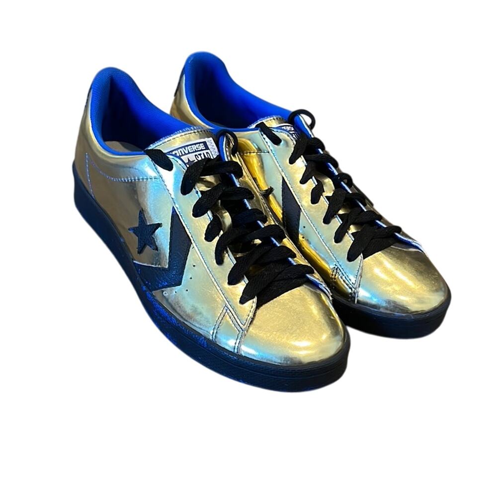 Converse Men's Chuck Taylor All Star Chrome Leather Sneakers Gold Blue Size 10.5